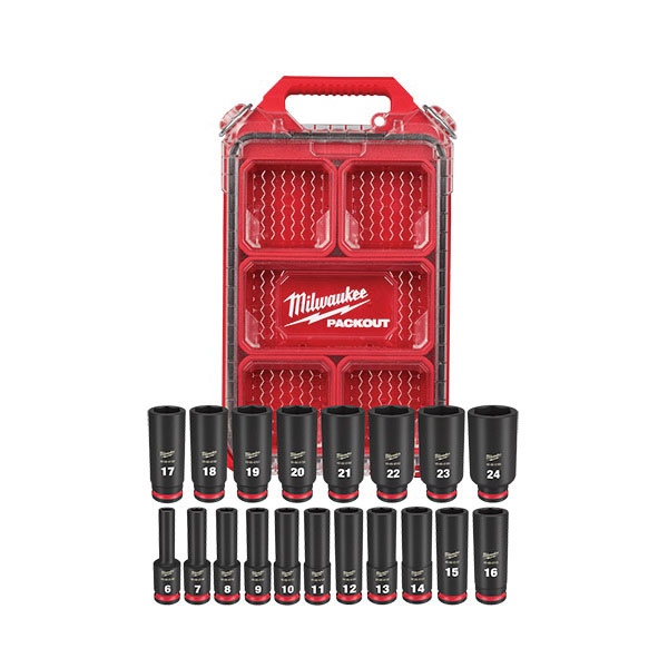 SHOCKWAVE Impact Duty Series 49-66-6801 Socket Set, Chrome Molybdenum Steel, Specifications: 3/8 in Drive