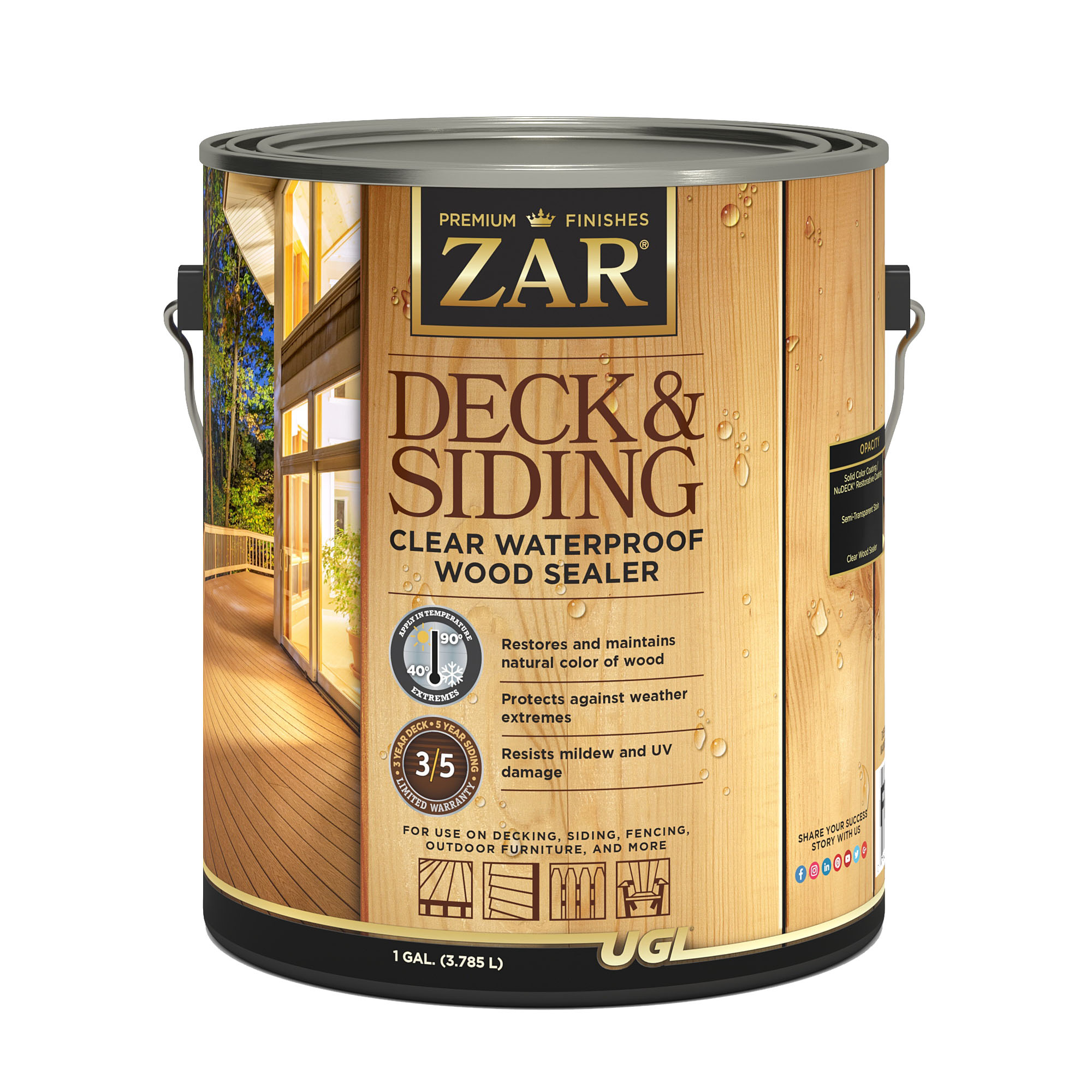 78813 Deck and Siding Sealer, Flat, Clear, Liquid, 1 gal