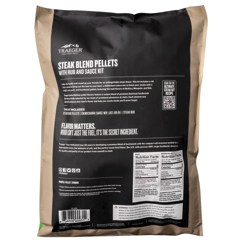 Traeger PEL355 Steak Blend Pellet Kit, Hardwood, 18 lb Bag - 4