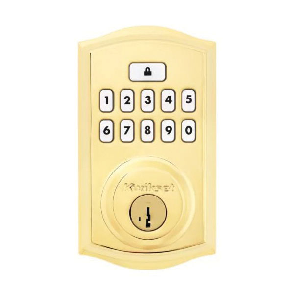 Kwikset Signature, SmartCode Series 992600-001 Electronic Deadbolt, Polished Brass, Residential, 2 Grade, Zinc - 2