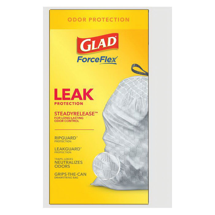 Glad ForceFlex 78554 Tall Kitchen Trash Bag, 13 gal, Polyethylene Resin, Gray