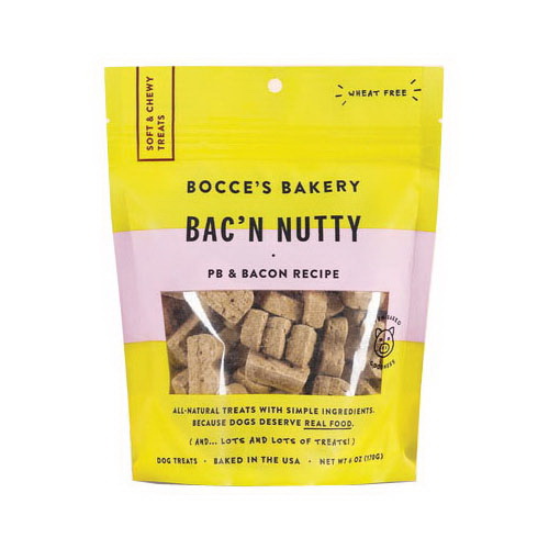 Bac N Nutty Series BCB-A10105 Dog Treat, Puppy, Chewy, Bacon, Peanut Butter, 6 oz, Bag
