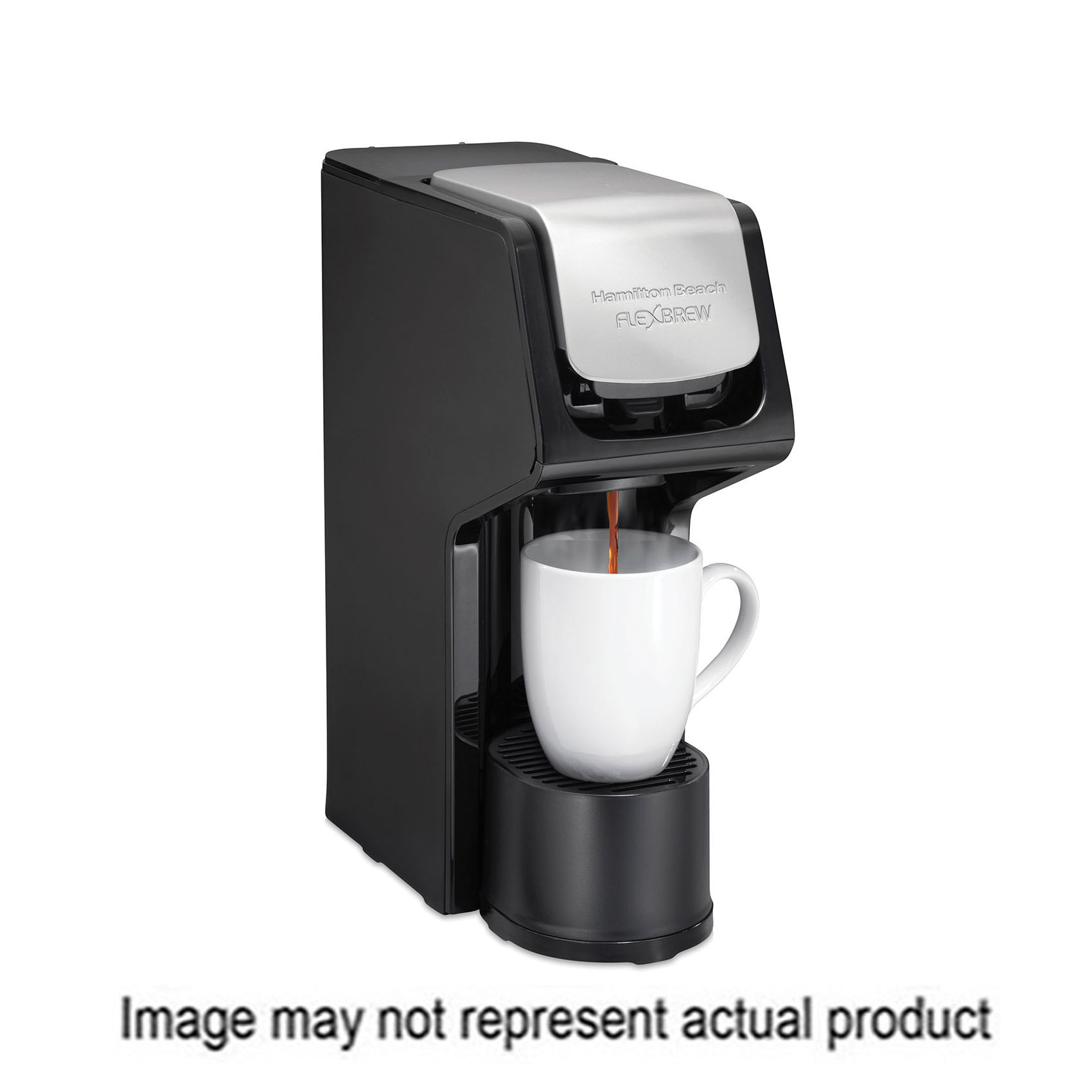 FlexBrew 49900 Coffee Maker, 14 oz Capacity, Plastic, Black/Silver, Touch Sensitive Control
