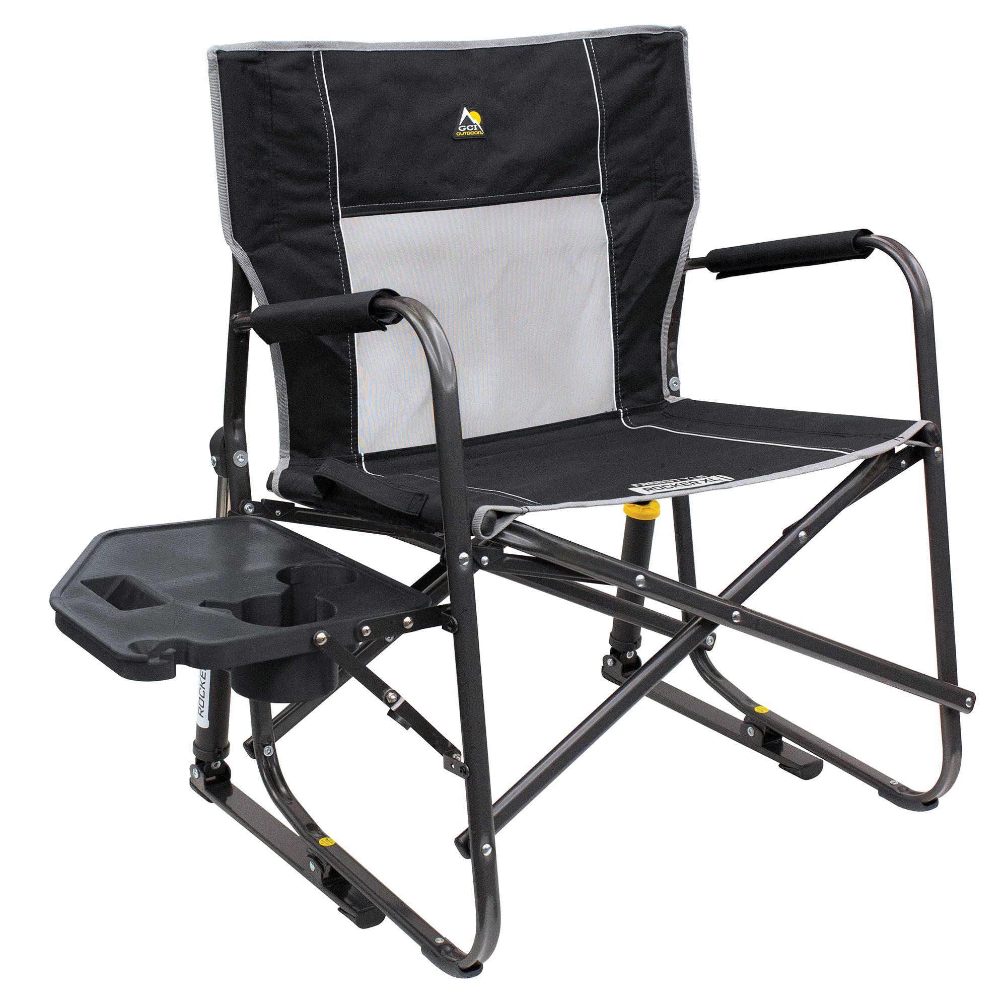 47110 Freestyle Rocker with Side Table, 26.4 in W, 25.6 in D, 34.8 in H, Steel Frame, Black Frame