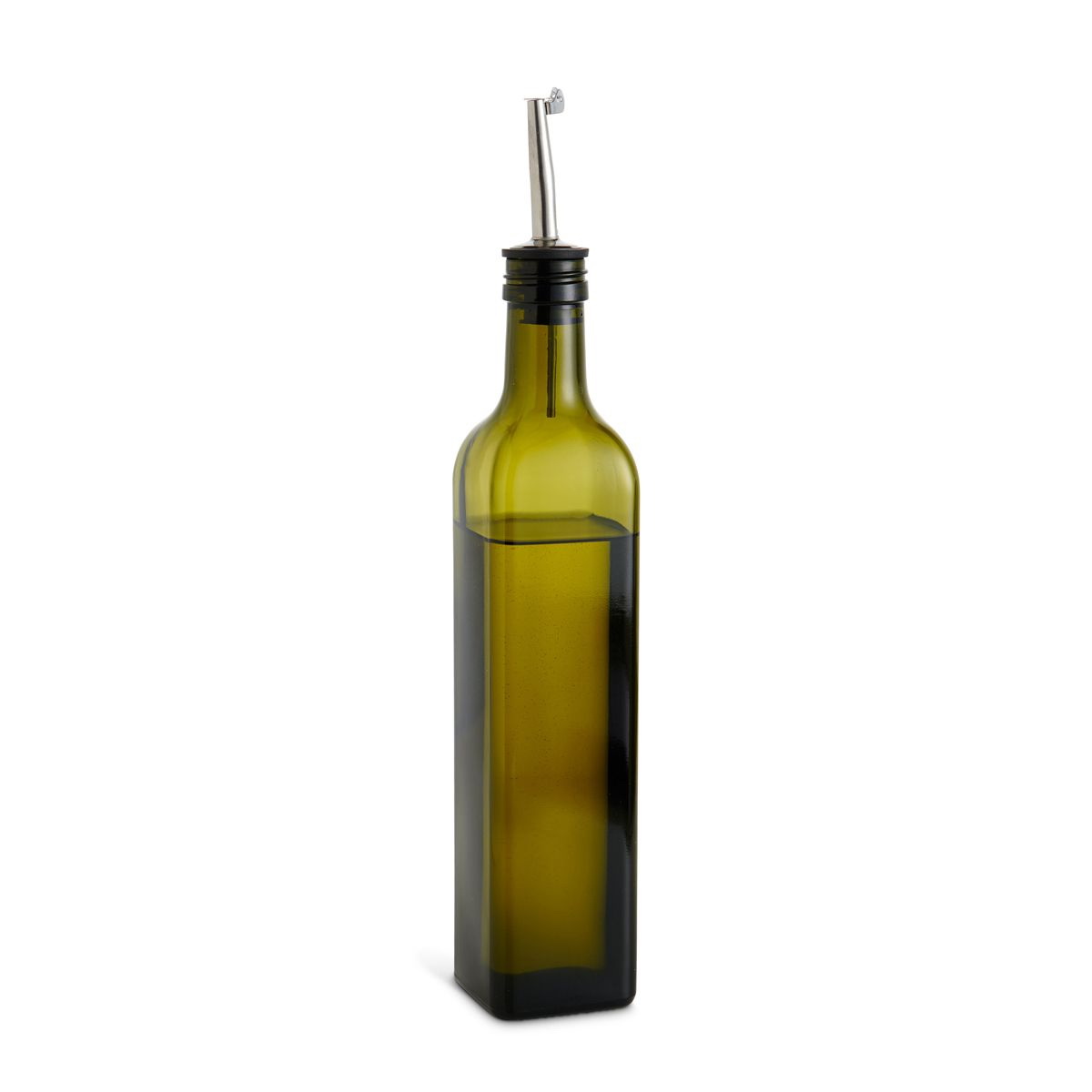 HIC 22152 Cousin Matteo's Olive Oil Bottle with Pourer, 17 oz Capacity, Glass, Green