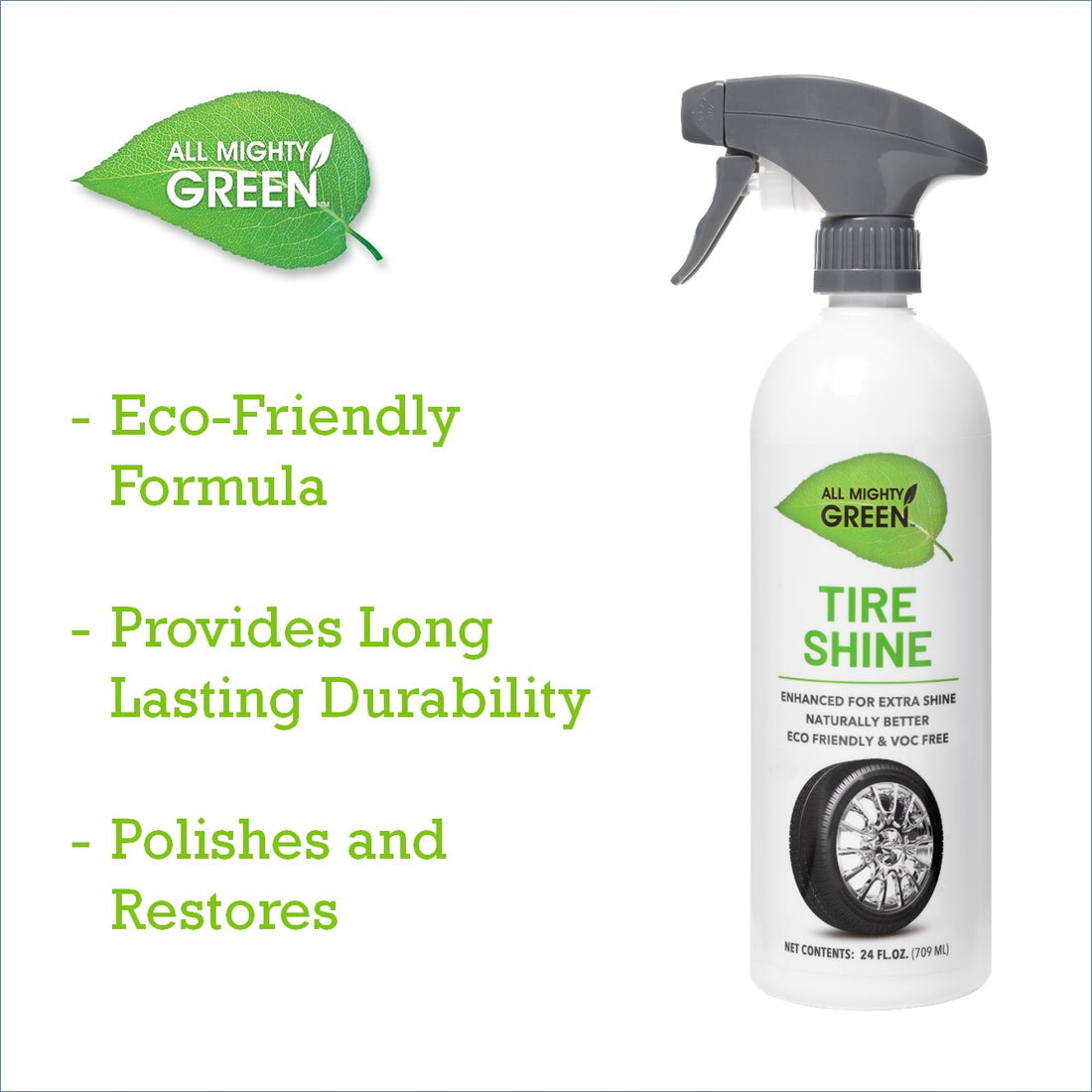 All Mighty Green AMG-TS2400-06 Tire Shine Cleaner, 24 oz, Liquid - 3
