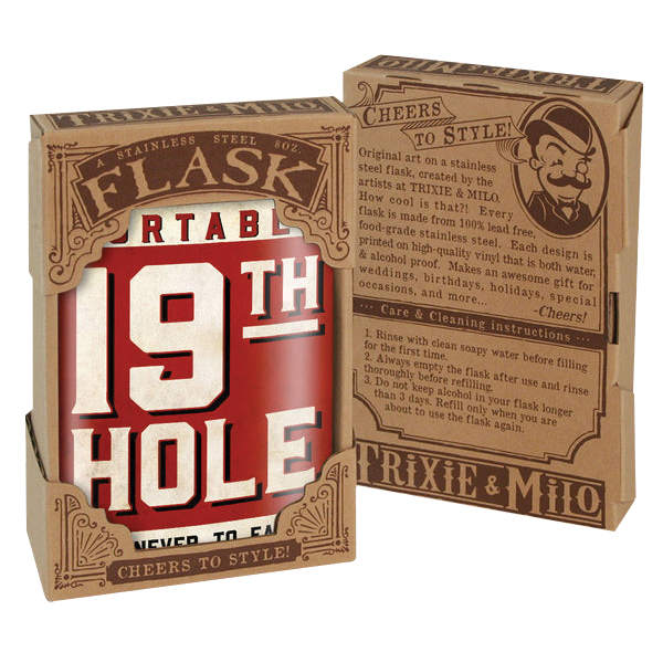 Trixie & Milo FLSK-19HOLE Series Portable 19th Hole Hip Flask, Specifications: 8 oz Capacity, Stainless Steel - 2