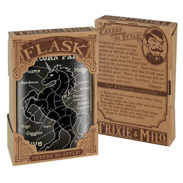 Trixie & Milo FLSK-UNICN Series Unicorn Parts Hip Flask, Specifications: 8 oz Capacity, Stainless Steel - 2
