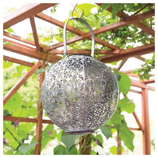 Echo Valley Casablanca 4478S Solar Lantern, Round, Battery, Silver - 2