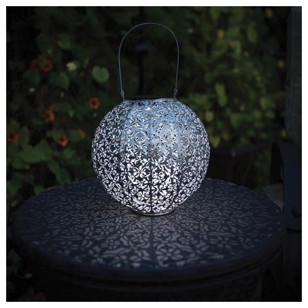 Echo Valley Casablanca 4478S Solar Lantern, Round, Battery, Silver - 3