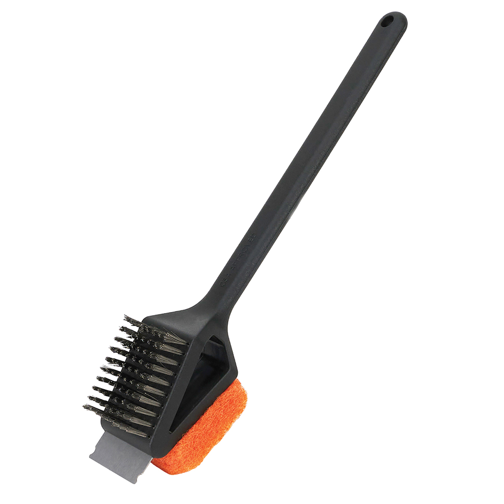 60320Y Dual Head Grill Brush with Scrub Pad, Stainless Steel Bristle, Easy-Grip Handle