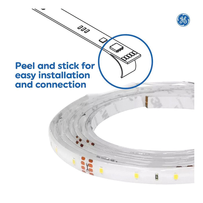 GE 93129120 Color-Changing Tape Light Kit, 120 V, 18 W, LED Lamp, RGBW Light, 1600 Lumens, 3800 K Color Temp