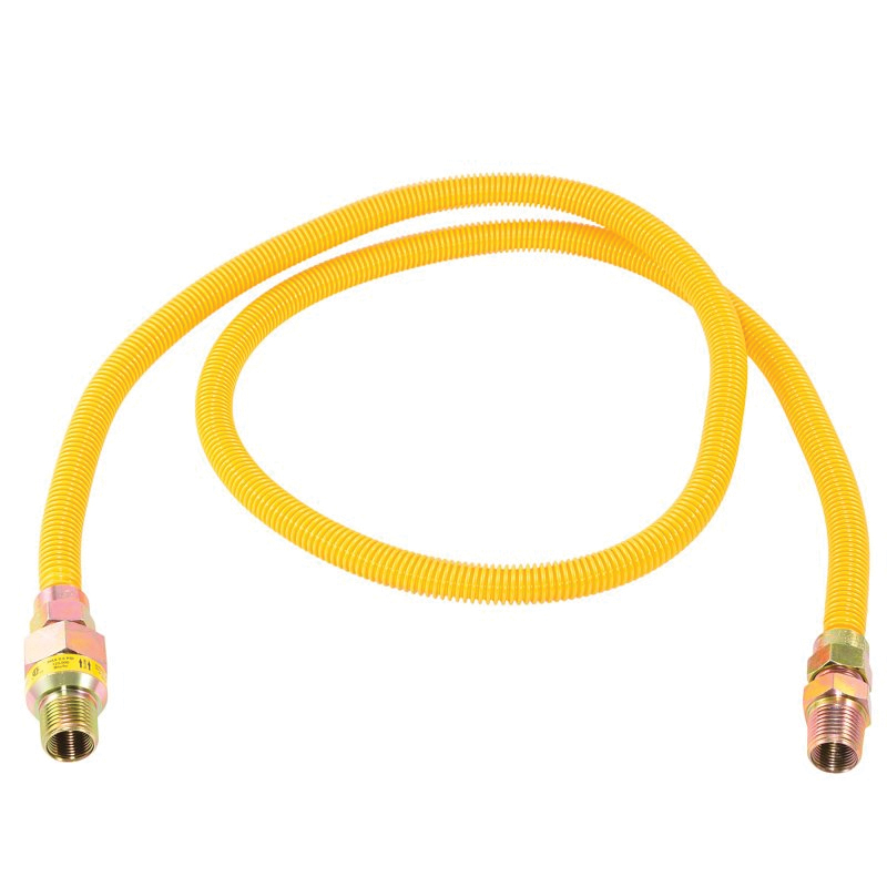 20YE50V060B Gas Connector, 3/8 x 1/2 in, FIP x MIP, Stainless Steel, Epoxy-Coated, 60 in L, 1/2 in OD