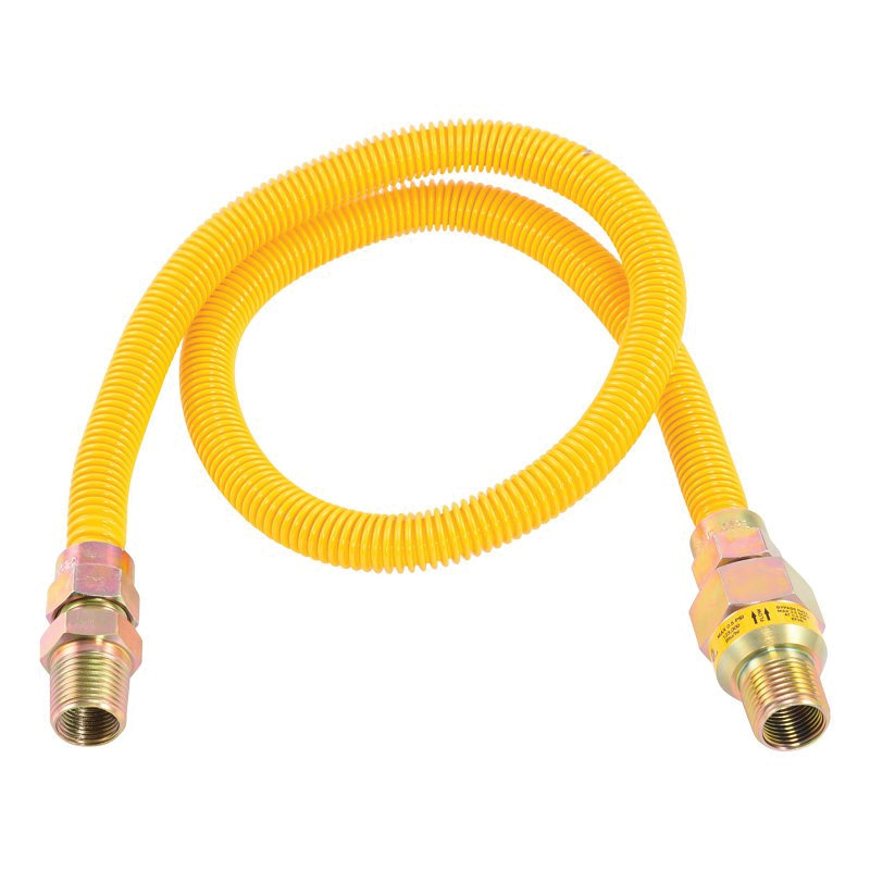 20YE50V036B Gas Connector, 3/8 x 1/2 in, FIP x MIP, Stainless Steel, Epoxy-Coated, 36 in L, 1/2 in OD