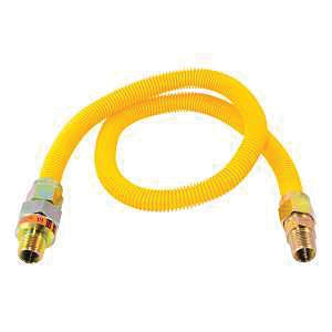 30YE50V036B Gas Connector, 3/8 x 1/2 in, FIP x MIP, Stainless Steel, Epoxy-Coated, 36 in L, 5/8 in OD