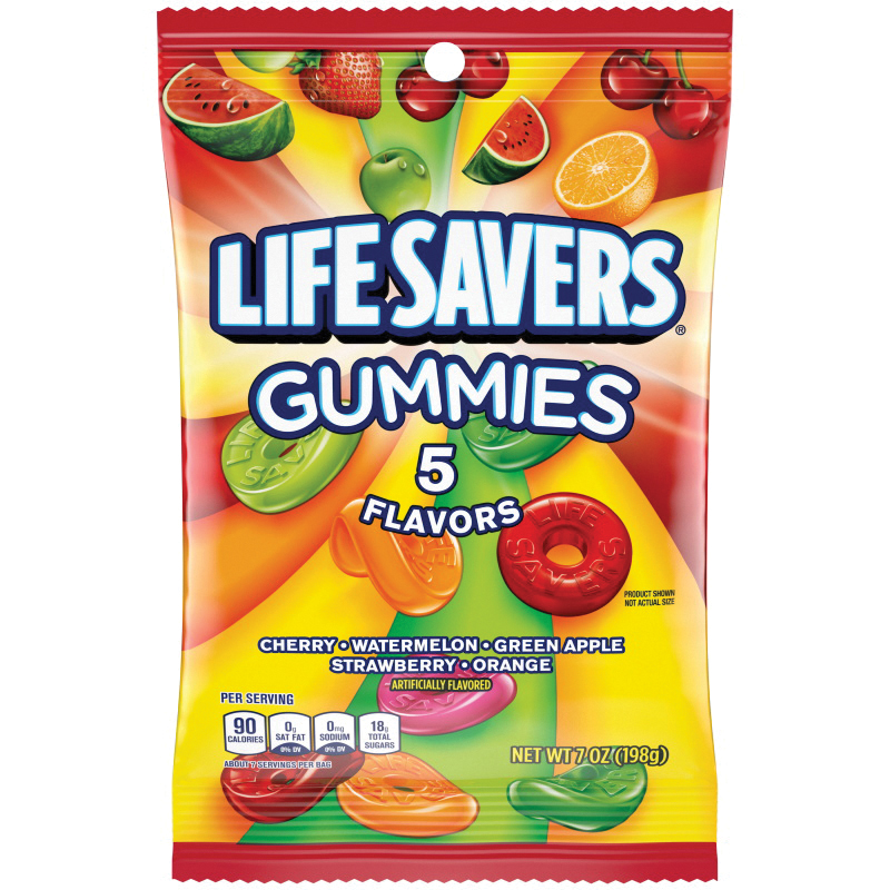 402254 Gummi Candy, Cherry, Green Apple, Orange, Strawberry, Watermelon, 7 oz