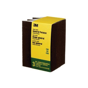 Sanding Sponges, 3M, 4.87 in L, 2.87 in W, 120 Grit, Fine, Foam Abrasive, 3-pk - 5