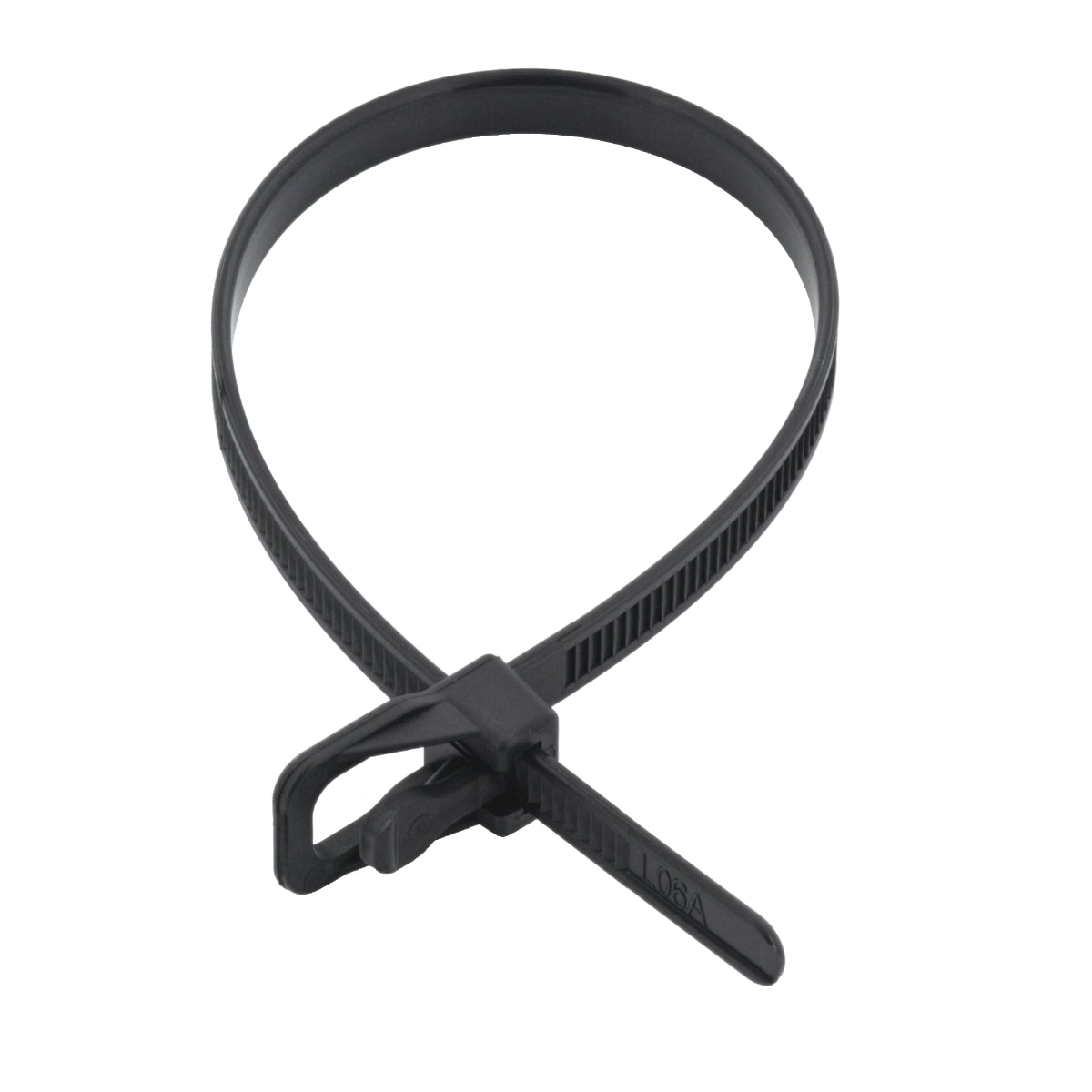Cable Tie, Retyz, 1.49 in Max Bundle Dia, Pull Tab Release Locking, Nylon 6/6, UV Black, 20/PK - 5