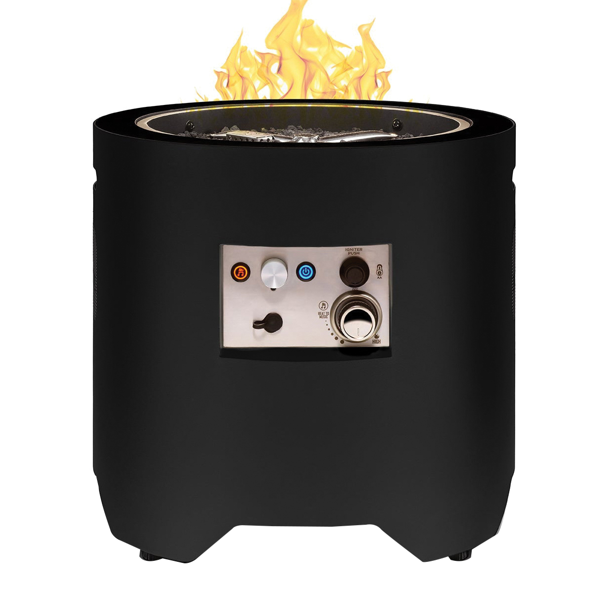 Ukiah VOYAGER TK-1053-VB Portable Fire Pit with 2.1 BTM Sound System, 20 in OAW, 18 in OAD, 20 in OAH, Round, Propane - 2