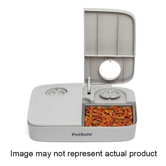PFD00-17004 Automatic Two Meal Pet Feeder, One-Size, 2-Compartment, Plastic, Gray