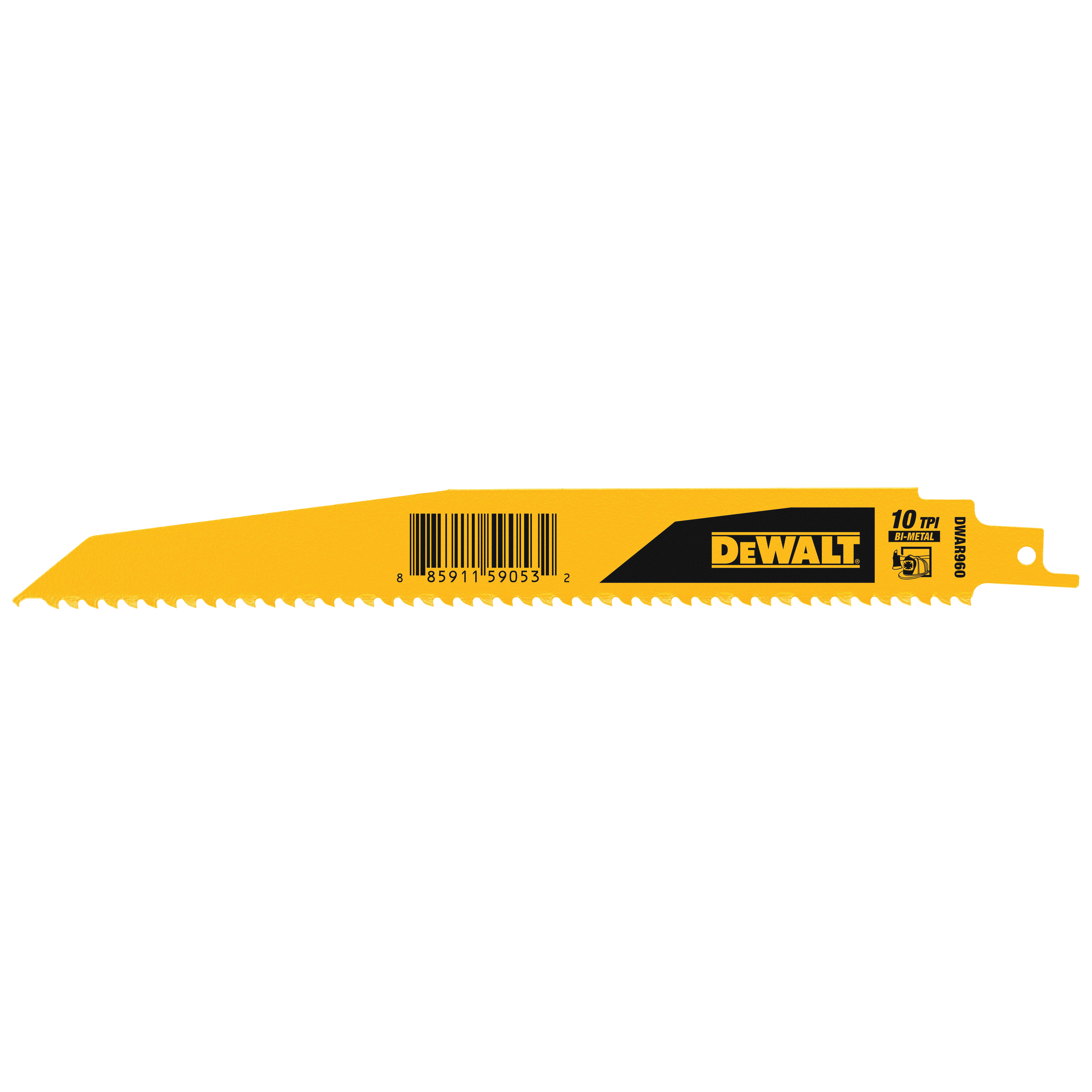 DWAR960 Reciprocating Saw Blade, 9 in L, 10 TPI