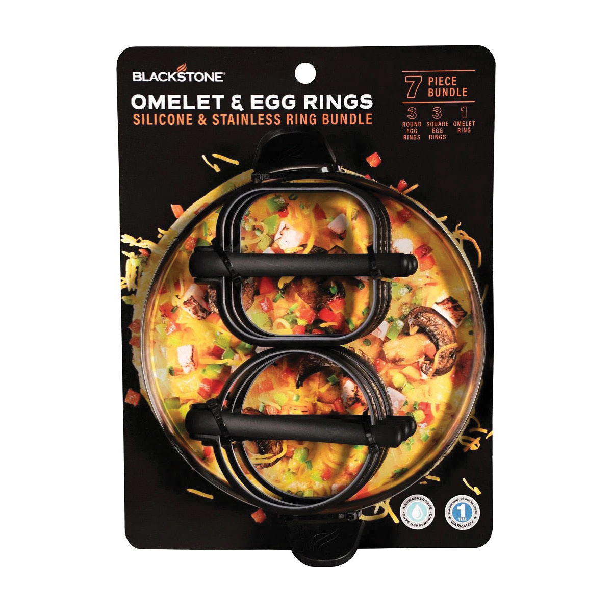 5515 Egg Ring and Omelet Ring Kit, Silicone/Stainless Steel, Heat Resistant Silicone