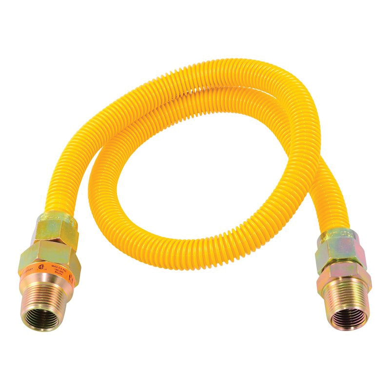 30YE54V436B Gas Connector, 3/4 in, FIP x MIP, Stainless Steel, Epoxy-Coated, 36 in L, 5/8 in OD