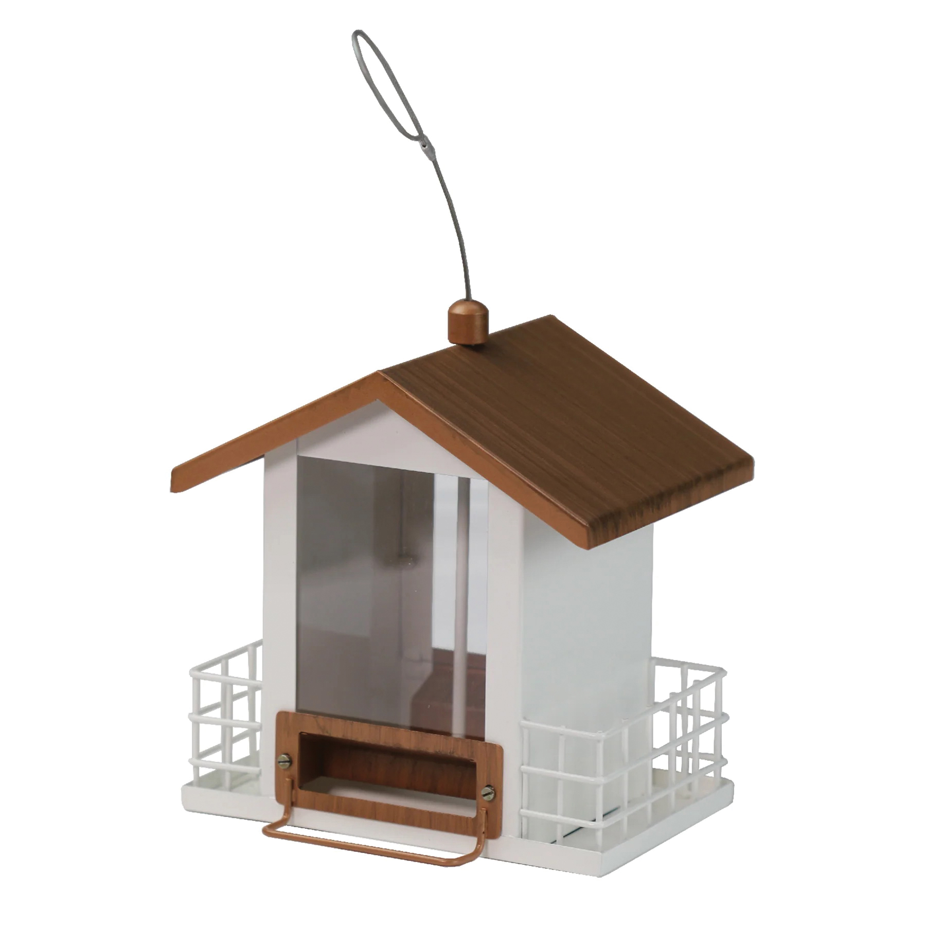 21015 Combo Bird Feeder, House, Seed, Seed Cakes, Suet Cakes, 2-Port/Perch, Plastic, White, 8-1/2 in H, Hanging