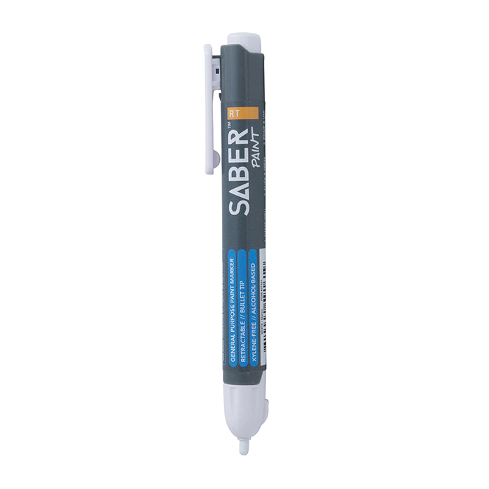 SABER PAINT RT 59161 Retractable Paint Marker, White, 5-1/2 in L - 2