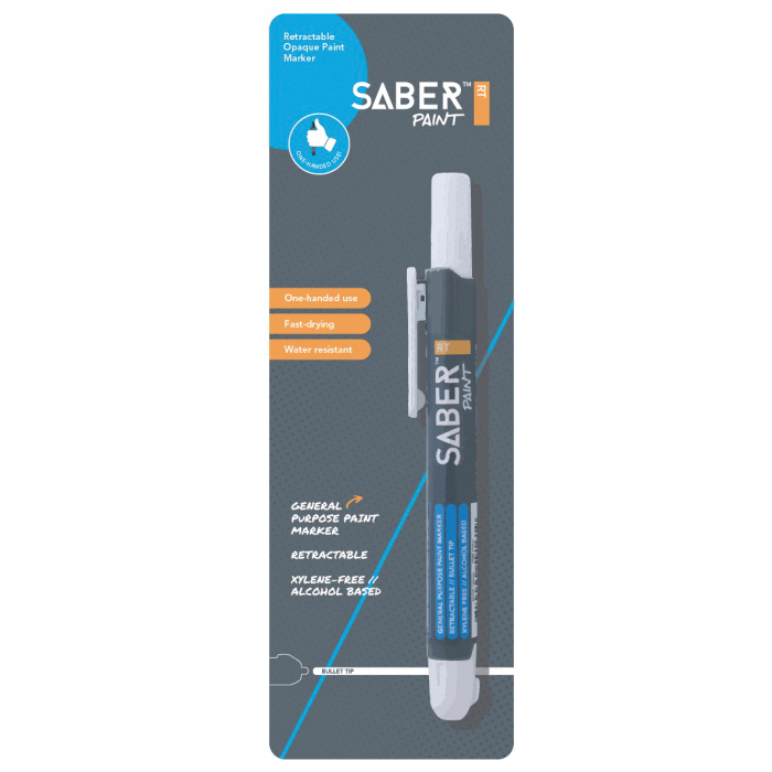 SABER PAINT RT 59161 Retractable Paint Marker, White, 5-1/2 in L - 3