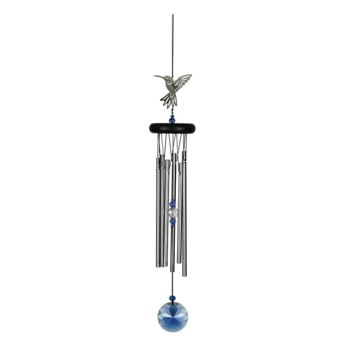 Woodstock Chimes WFHU Wind Chime, Crystal Hummingbird, Aluminum/Ash Wood, Blue/Clear/Silver - 3