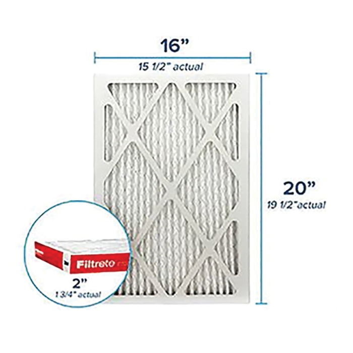 Filtrete Allergen Defense NADP00-2IN-4 Air Filter, 20 in L, 16 in W, 11 MERV, 1000 MPR, Polypropylene Frame