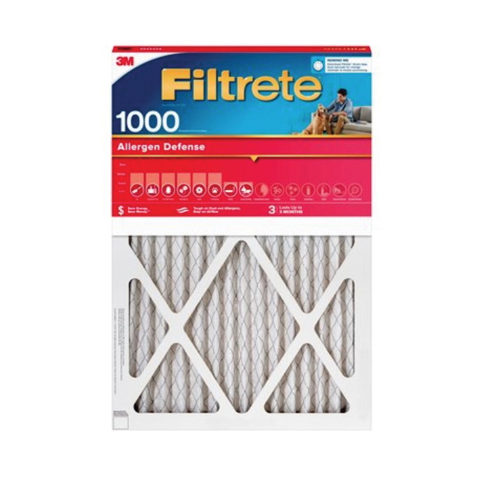 Filtrete Allergen Defense NADP00-2IN-4 Air Filter, 20 in L, 16 in W, 11 MERV, 1000 MPR, Polypropylene Frame