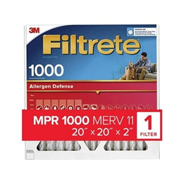 Filtrete Allergen Defense NADP02-2IN-4 Air Filter, 20 in L, 20 in W, 11 MERV, 1000 MPR, Polypropylene Frame