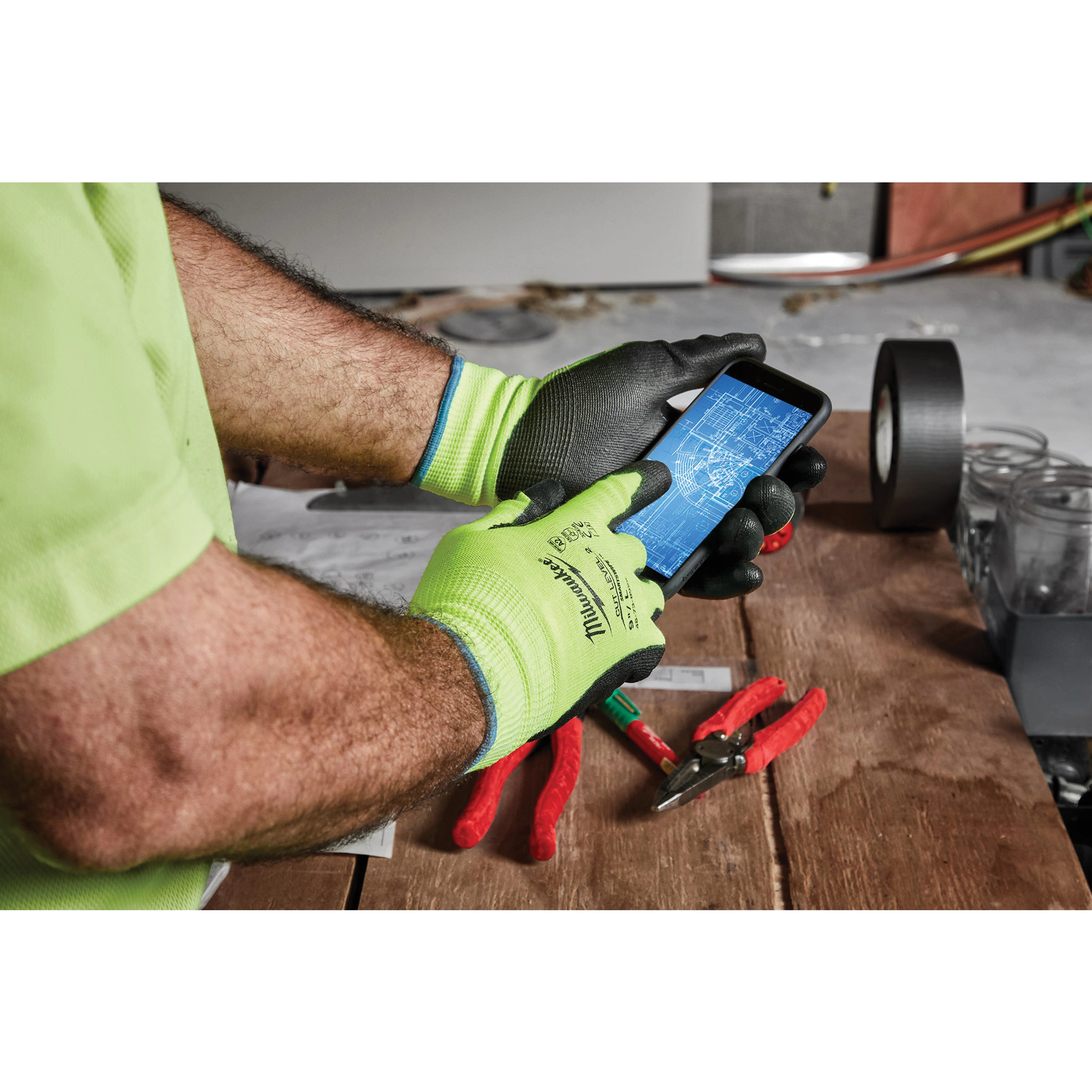 Milwaukee Cut Level 2 Series 48-73-8922 Breathable Dipped Gloves, Unise, L, 10-3/4 in L, Reinforced Thumb - 5