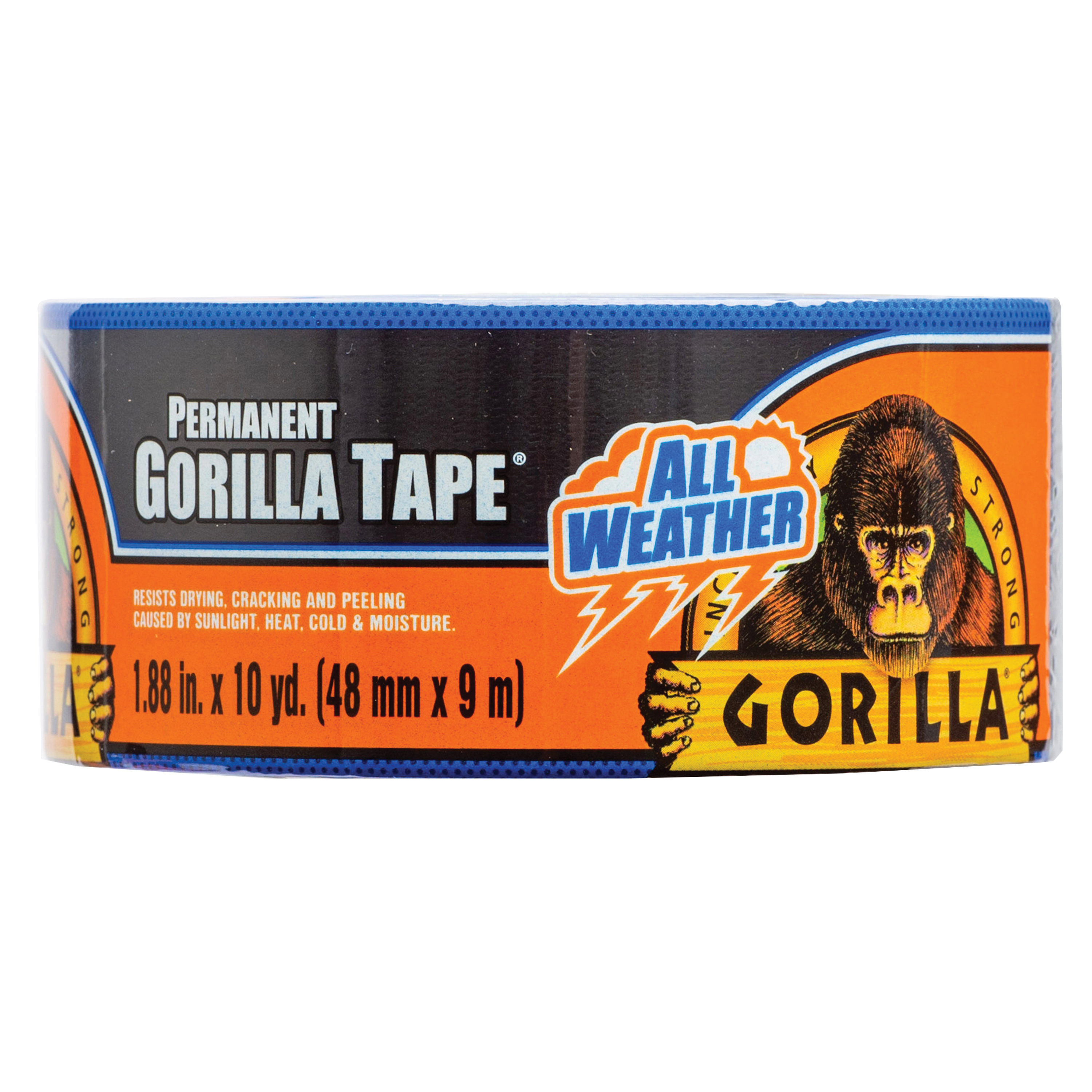 All Weather 110418 Permanent Tape, Roll, 10 yd L, 1.88 in W, Polyethylene, Black