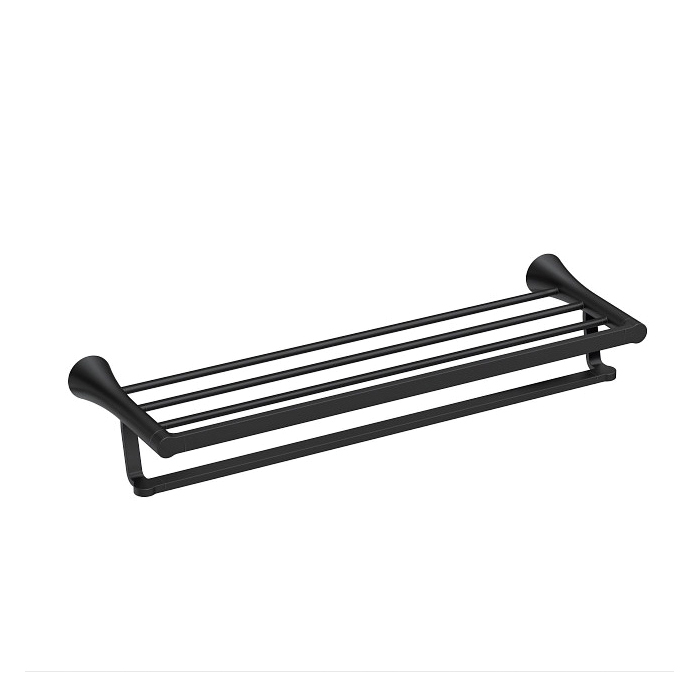 Mikah Series Y0794BL Towel Shelf, Zinc, Matte Black