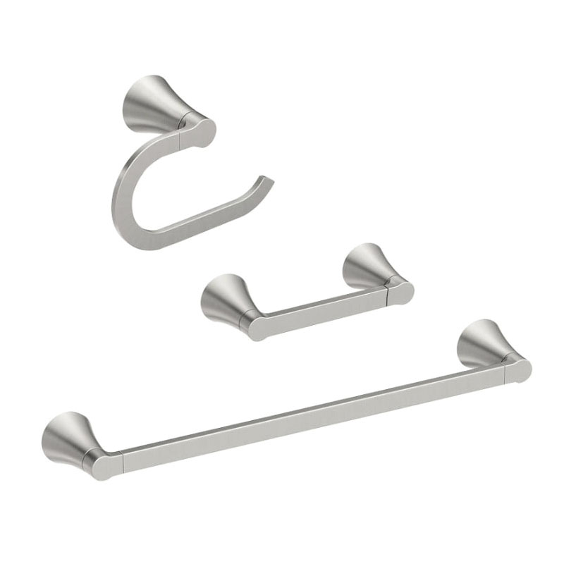 Mikah Series Y0733BN Bathroom Hardware Set, Zinc, Brushed Nickel, 3-Piece