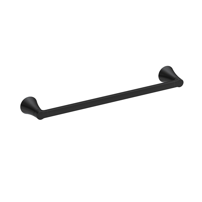 Mikah Series Y0724BL Towel Bar, 24 in L Rod, Zinc, Matte Black, Wall Mounting