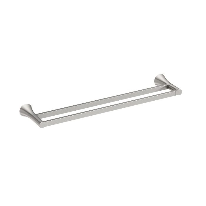 Mikah Series Y0722BN Double Towel Bar, 24 in L Rod, Zinc, Brushed Nickel, Wall Mounting