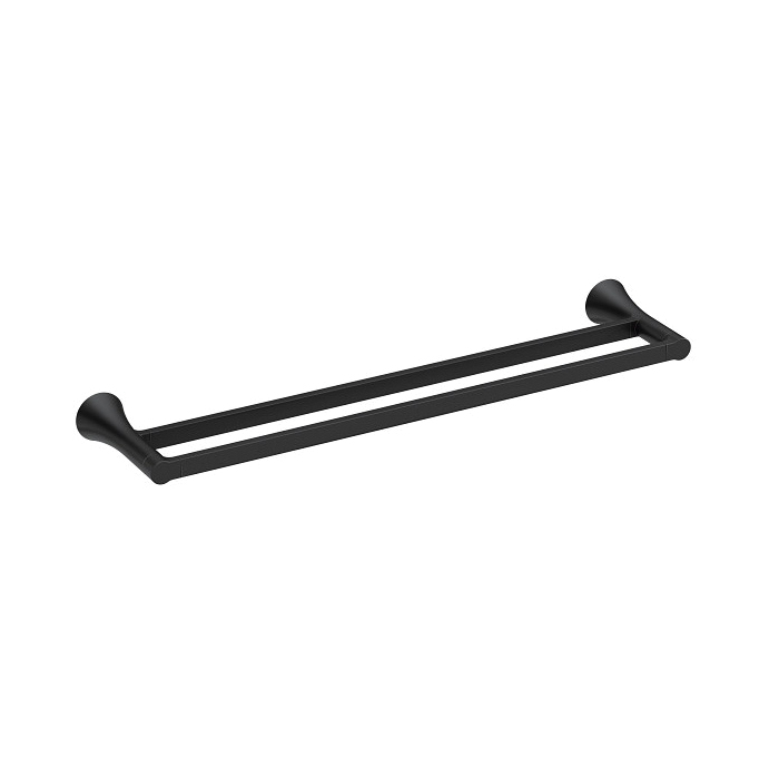 Mikah Series Y0722BL Double Towel Bar, 24 in L Rod, Zinc, Matte Black, Wall Mounting