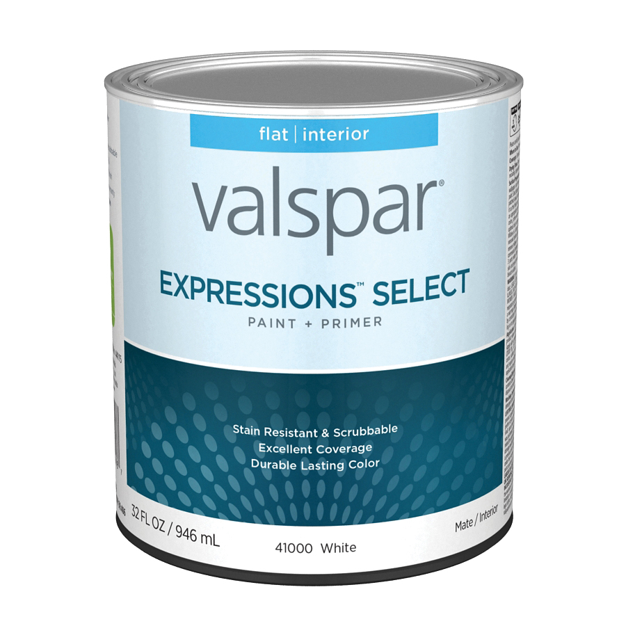 Expressions Select 4100 028.0041000.005 Latex Paint, Acrylic Base, Flat Sheen, White Base, 1 qt