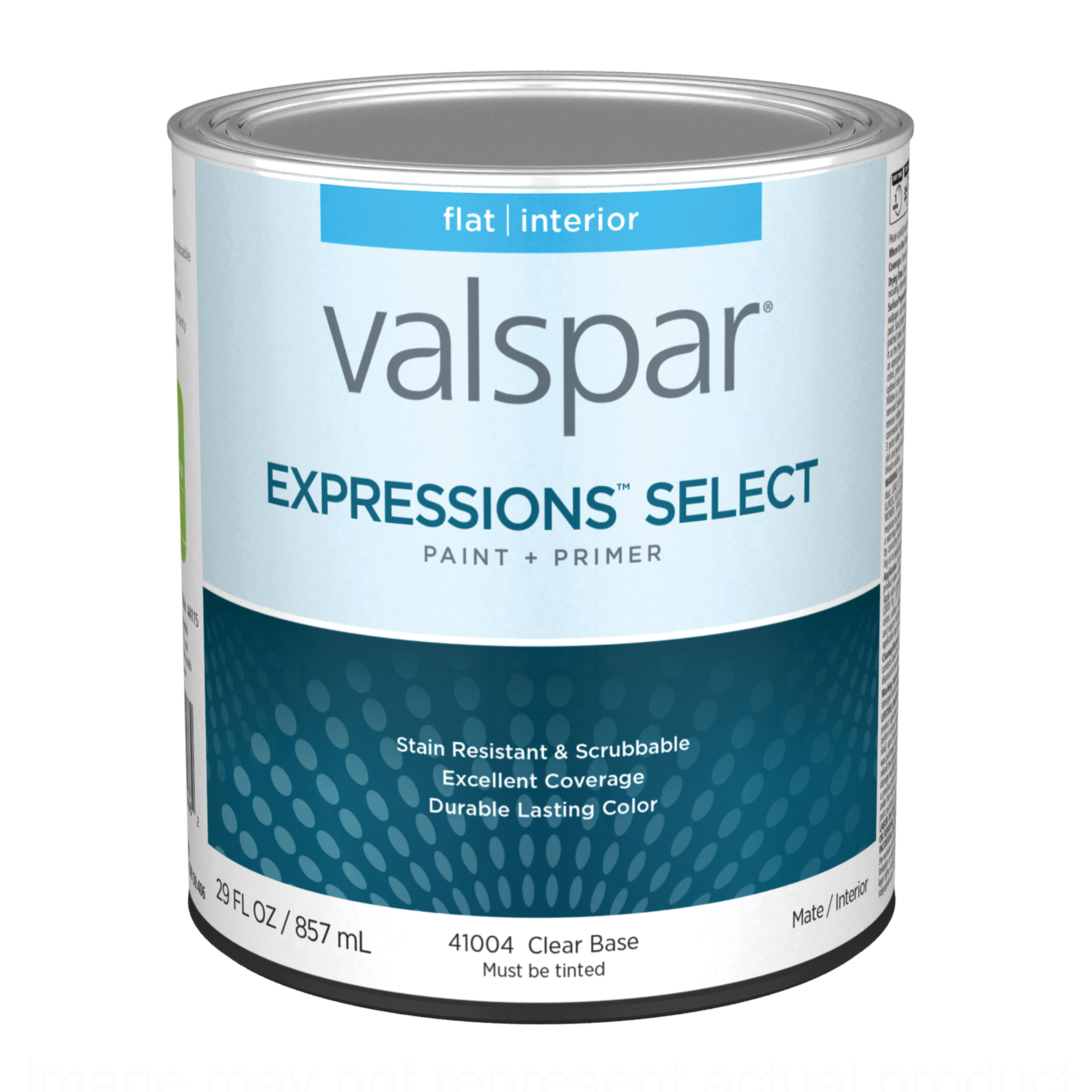 4100 Series 028.0041004.005 Interior Paint and Primer, Water, Flat, Clear, 1 qt Plastic Can