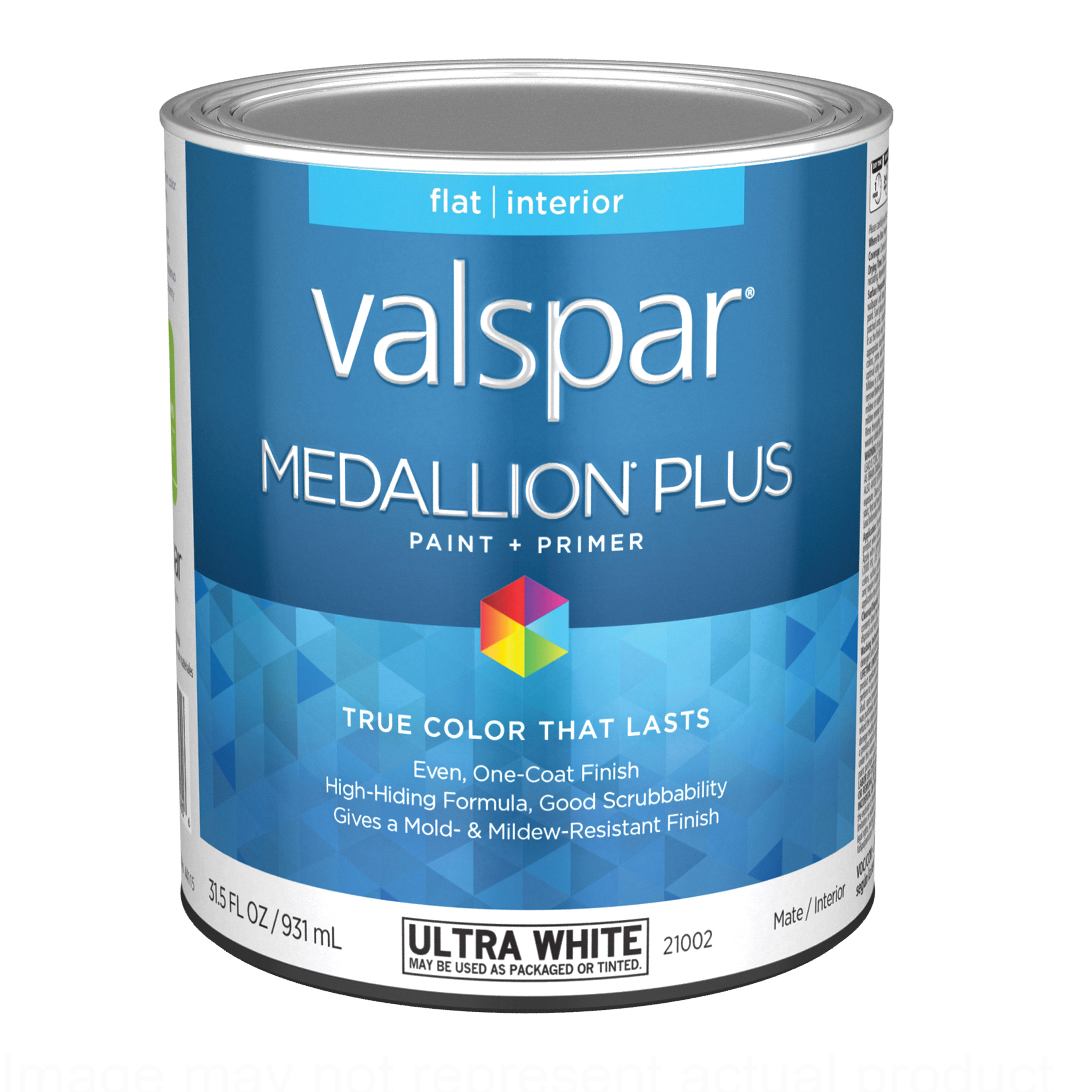 Medallion Plus 2100 028.0021002.005 Latex Paint, Acrylic Base, Flat Sheen, Ultra White Base, 1 qt