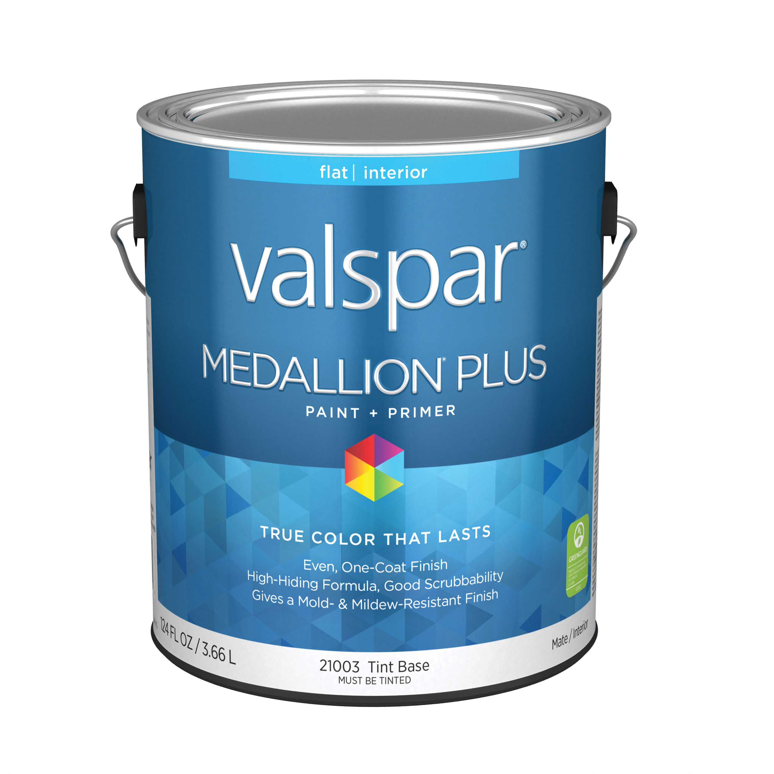 Medallion Plus Latex Paint, Valspar, Acrylic Base, Flat Sheen, Tint Base, 1 gal - 1