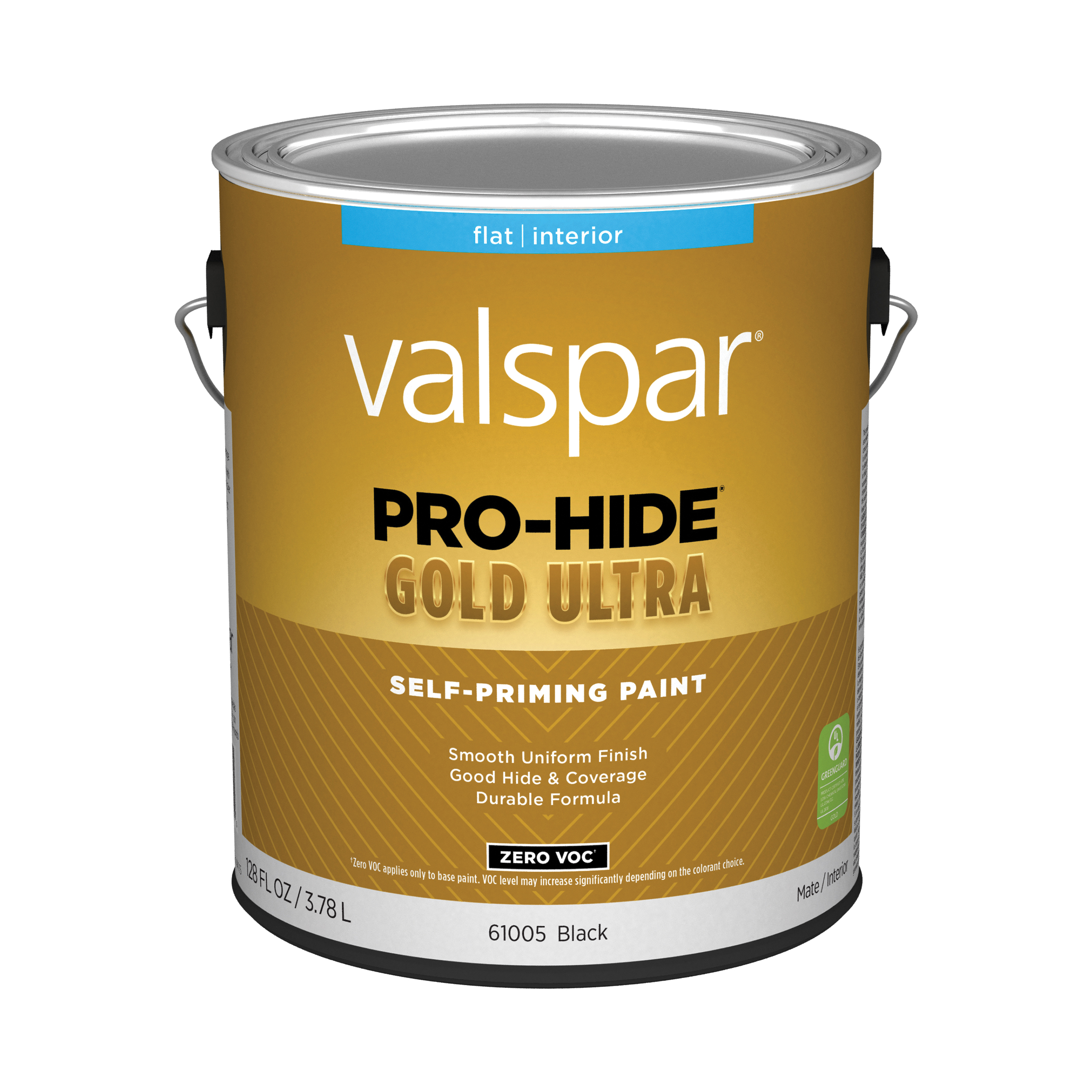 6100 Series 028.0061005.007 Interior Self-Priming Paint, Acrylic, Flat, Black, 1 gal, Plastic Can