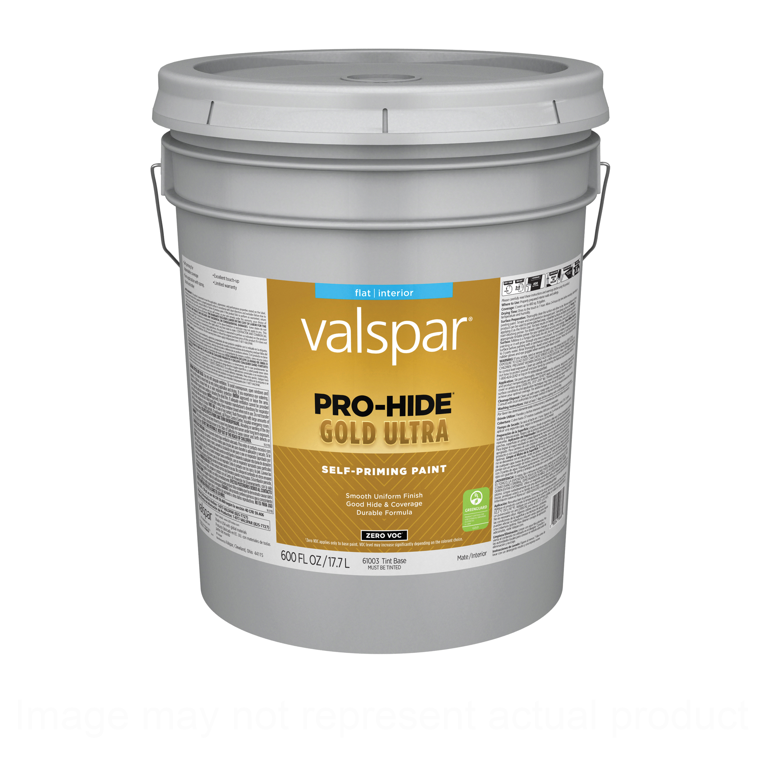 6100 Series 028.0061003.008 Interior Self-Priming Paint, Tint, Flat, White, 5 gal Plastic Pail
