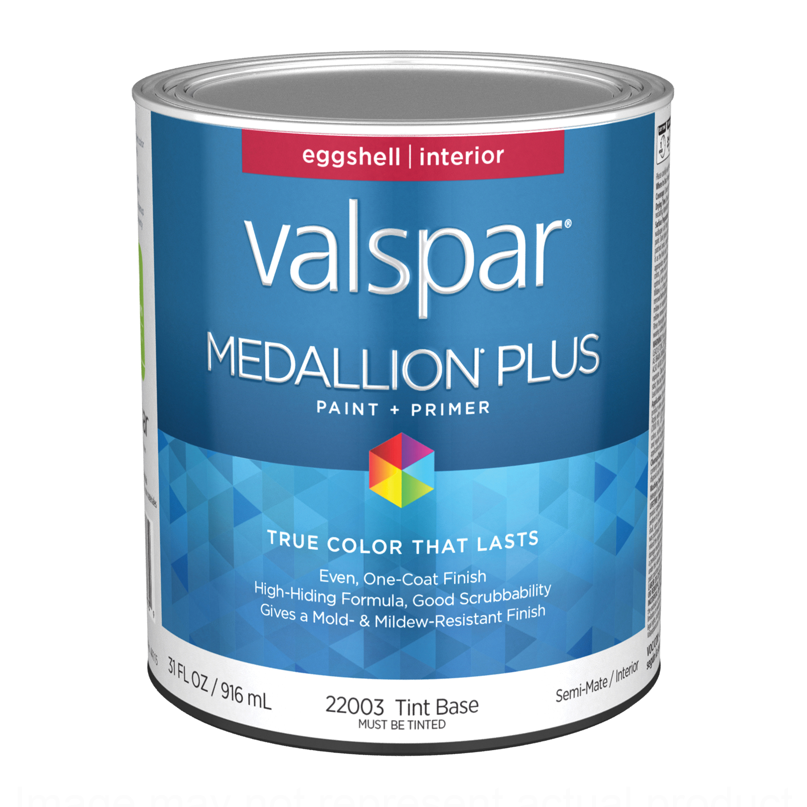 2200 Series 028.0022003.005 Interior Paint and Primer, Tint, Eggshell, White, 1 qt Plastic Can