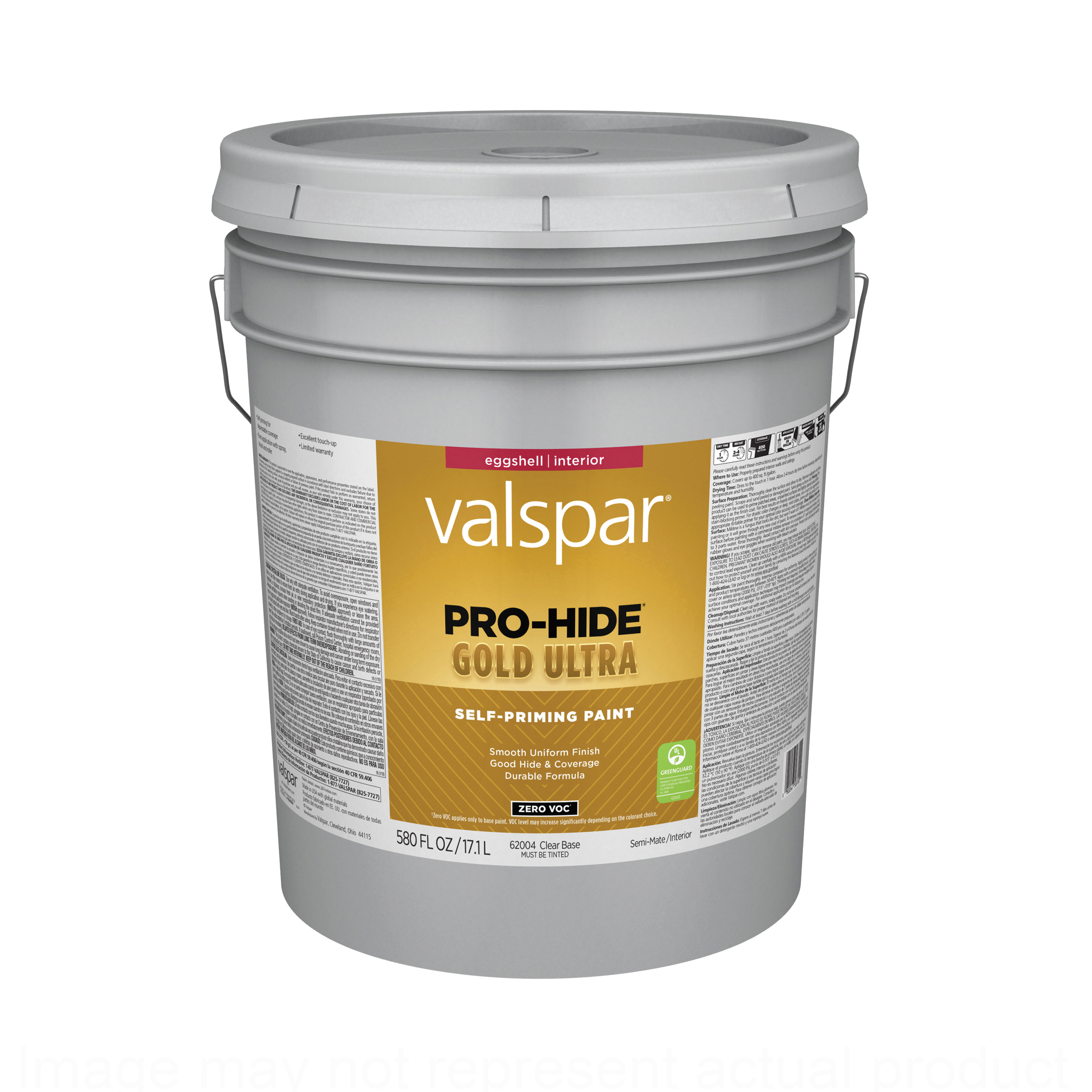 6200 Series 028.0062004.008 Interior Self-Priming Paint, Water, Eggshell, Clear, 5 gal Plastic Pail