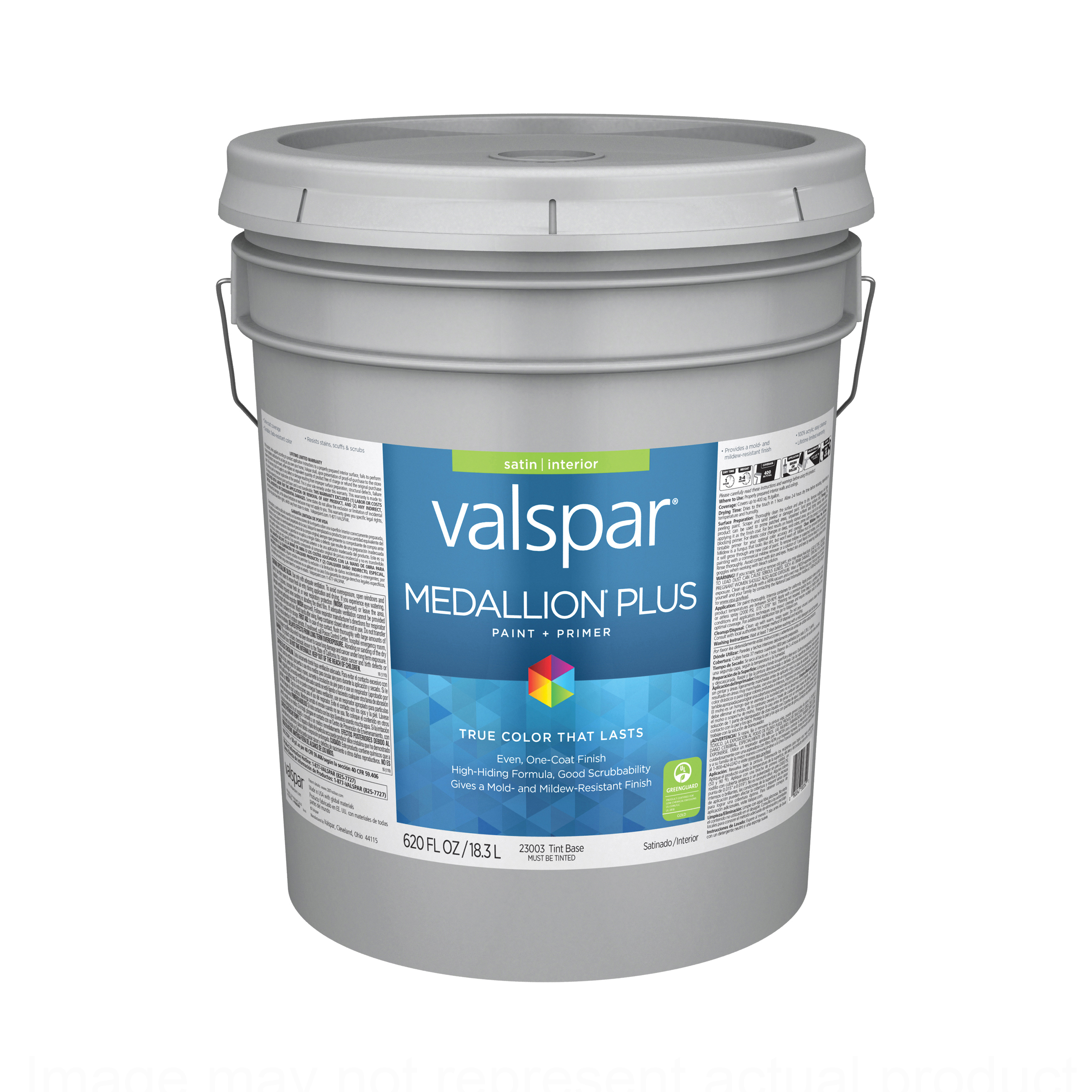 2300 Series 028.0023003.008 Interior Paint and Primer, Tint, Satin, White, 5 gal Plastic Pail